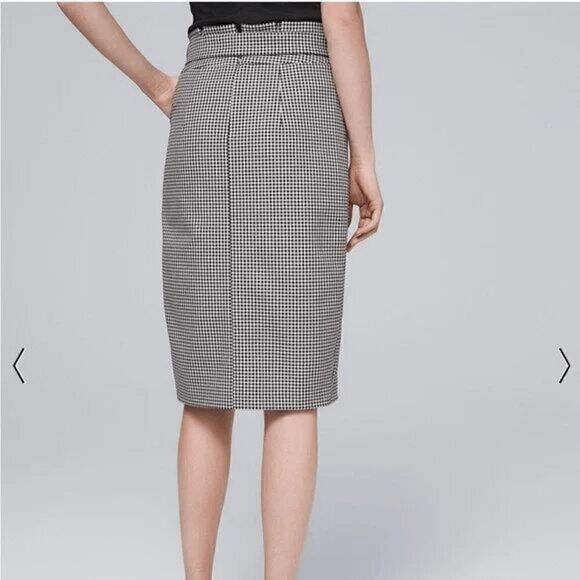 🖤🤍 WHITE HOUSE BLACK MARKET Gingham Pencil Skirt w/Removable Belt NWT SIZE 8 - Picture 3 of 16